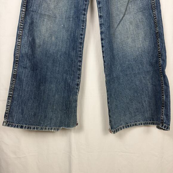 Vintage Y2K KIKWEAR Rave Jeans Mens 26X28.5 Wide Leg Big Pocket Skater Thrashed - Picture 5 of 15